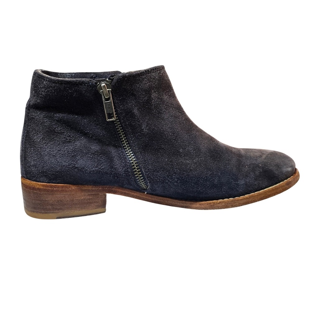 Johnston & Murphy Womens Gray Suede Ankle Boots Side Zip Leather Sole Low Heel 9